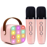 1 x RAW Customer Returns Microphone Children, Karaoke Machine Children with 2 Wireless Microphones Bluetooth Karaoke Machine with Voice Changing Effects and LED Lights Karaoke for Children Adults Boys Girls Pink  - RRP €27.2