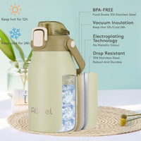 1 x RAW Customer Returns Autsel stainless steel drinking bottle with straw 1L bottle large drinking bottle made of metal outdoor bottle BPA-free jug for camping fitness - RRP €19.81