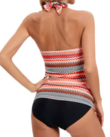 1 x RAW Customer Returns VILOREE Fashion Women s Tankini Set Two-Piece Swimwear Swimsuit Nechholder Tummy Control Colorful Stripes M - RRP €27.22