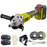 1 x RAW Customer Returns DEWINNER Cordless Angle Grinder, 115 mm, 2 Batteries 3 Ah, Auxiliary Handle, Quick Clamping, Quick Charger, 2 Grinding Discs for Grinding, Cutting and Polishing - RRP €97.99