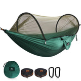 1 x RAW Customer Returns NATUREFUN Ultra-Light Travel Camping Hammock Mosquito Net Hammock 300 kg load capacity, breathable quick-drying parachute nylon 2 premium carabiners, 2 nylon slings included Dark Green - RRP €33.99