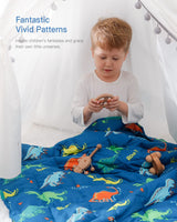 1 x RAW Customer Returns Sivio Weighted Blanket Children 1.3 kg, 90 x 120 cm, Heavy Blanket for Natural Rest and Sleep for Toddlers, Soft Cuddly Blanket, Gift for Boys and Girls, Dinosaur, Blue - RRP €35.28