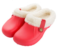 3 x Brand New CELANDA Clogs Lined Women Men Warm Slippers Waterproof Garden Clogs with Fur Women Closed Lined Clogs Winter Plush Mules Red 43 44 EU - RRP €80.97