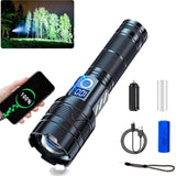 1 x RAW Customer Returns WOVTE LED Flashlight, Super Powerful Rechargeable 5 Modes Zoomable for Emergency Camping Hiking Battery 5000mAh  - RRP €20.4