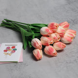 2 x Brand New huaao 12pcs Artificial Latex Tulips Bouquet Artificial Flowers PU Real Touch Bouquet, Wedding Table Party, Office Decoration, Floral Arrangements, Champagne Pink - RRP €30.24