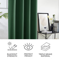 1 x RAW Customer Returns Deconovo Blackout Curtain Eyelet Blackout Curtain Thermal Curtain Opaque Children s Room, 242 x 132 cm Height x Width , Forest Green, Set of 2 - RRP €38.88