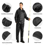 1 x RAW Customer Returns SwissWell Men s Raincoat Windproof Motorcycle Rain Jacket Waterproof Rain Jacket Reflective Lightweight Outdoor Rainwear with Hood Rain Jacket Rain Pants Set XL-Black  - RRP €60.49