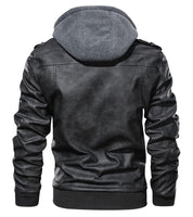 1 x RAW Customer Returns Uusollecy Men s Leather Jacket Faux Leather Jacket with Removable Hood Black M - RRP €73.9