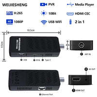 1 x RAW Customer Returns 2024 Digital Terrestrial Decoder, DVB-T2 Decoder, HD 1080P H265 HEVC Main 10-Bit, Support Ethernet USB WiFi Projector PVR Multimedia 2 in 1 Remote Control with TV Control  - RRP €37.04