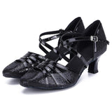 1 x RAW Customer Returns Rosefinch Latin Salsa Dance Shoes Women Closed Toe Fashion Tango Cha-Cha Ballroom Performance Dance Shoes Black Heel 5cm 39 EU - RRP €32.99