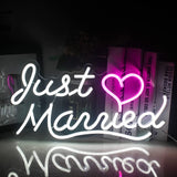 1 x RAW Customer Returns SIGNSHIP Just Married Neon Sign White Pink LED Marry Neon Light for Wall Decoration USB Powered Light Sign for Bedroom Wedding Party Engagement Valentine s Day Decoration - RRP €38.6