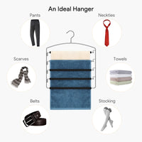 1 x RAW Customer Returns Housolution 35 cm space-saving trouser hangers, 4 pieces metal trouser hangers with non-slip padding, clothes hangers for scarves, trousers, ties, towels, clothing hanging storage, black - RRP €35.99