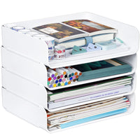 1 x RAW Customer Returns Greentainer Stackable Clear Paper Trays - Desk Rack for Desk Folders, Letter Tray, Desktop Accessories Tray, A4 Paper Holder, Supplies, Magazines, Documents, - RRP €35.99