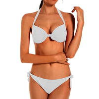 1 x RAW Customer Returns EONAR Women s Bikini Set Swimwear Neck Straps Push-up Bikini Top Adjustable Side Ties Two-Piece Women Swimwear Two-Piece Swimsuit XXL, White  - RRP €31.0