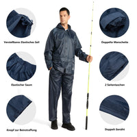 1 x Brand New SwissWell Rainwear Motorcycle Men s Waterproof Work Rain Jacket Reflective Bicycle Rain Trousers Fishing Raincoat Breathable Rain Jacket Rain Trousers Set 2XL Navy Blue  - RRP €66.54