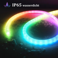 1 x RAW Customer Returns RGBIC LED Neon Strip Light 5m, Bluetooth USB Neon LED Strip 5m, Outdoor LED Light Tube, IP65 Waterproof, 50 LED M, App Control, Round, Outdoor LED Rope for Bedroom - RRP €46.99