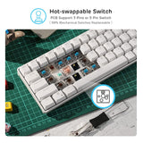 1 x RAW Customer Returns RK ROYAL KLUDGE RK61 Wireless 60 Ultra Compact Mechanical Gaming Keyboard with Blue Clicky Switch Compatible for Multi-Device Connection White - RRP €69.99