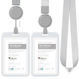 1 x RAW Customer Returns Teskyer Pack of 2 ID Card Holders with Ribbon, Lanyard Extendable, ID Card Holder, with 1 Clear Window, for Office, Shop, Bus Passes, Vertical, Gray - RRP €7.99