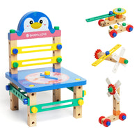 4 x Brand New Nukdey DIY Wooden Workbench Toy Play Tool Bench Wooden Worktop Toy Set with Abundant Accessories - Gift for Toddlers Boys Girls - RRP €79.96