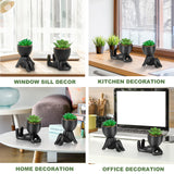 1 x RAW Customer Returns Dremisland 2 Pack Artificial Plant with Black Ceramic Pot Artificial Succulents Mini Fake Plants Fake Succulent Decorative Plants for Bathroom Aesthetic Shelf Table Decoration Bookshelf - RRP €21.99