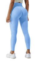 1 x RAW Customer Returns LUODUODUO Sport Gym Leggings Damen - High Waist Scrunch Butt Push Up Boom Booty Seamless Sporthose Laufhose Fitnesshose Tights 08 Hellblau - S - RRP €21.17