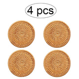 1 x RAW Customer Returns Trsnzul Round Placemats 4 Pieces Rattan Placemats Rattan Placemats Placemat Coasters Cup Round Straw Placemats Suitable for Home Restaurant - RRP €13.55