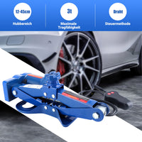 1 x RAW Customer Returns CarBole Electric Scissor Jack 3T 12V Car Jack with Remote Control for Car SUV MPV Max 3T, Tools for Tires Wheels, Blue - RRP €100.84