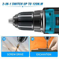 1 x RAW Customer Returns TIHOOK cordless screwdriver 18V, 120N.m, 21 torque levels, 10 mm collet, 2 gears, brushless motor, cordless drill driver, for Makita BL1830 BL1840 BL1850 BL1850B BL1860 BL1860B BL1890B - RRP €37.19