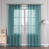 1 x RAW Customer Returns HongYa Pack of 1 Plain Curtain Transparent Voile Scarf Curtain with Ruffle Tape H W 245 145 cm Aqua - RRP €18.99