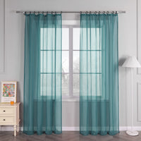 1 x RAW Customer Returns HongYa Pack of 1 Plain Curtain Transparent Voile Scarf Curtain with Ruffle Tape H W 245 145 cm Aqua - RRP €18.47