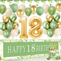 19 x Brand New 18 Years Birthday Balloons, 18 Years Old Banner Decorations, Sage Green Balloons, 18 Years Old Girl Boy Decorations, 18 Year Old Birthday Banner Background Party Decorations for Adults - RRP €387.6