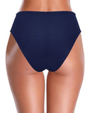 1 x Brand New SHEKINI Women Swimwear Bikini Bottom High Waist Classic Abdominal Control Ties Knotted Design Tankini Bikini Shorts Swimsuit L Dark Blue  - RRP €27.98