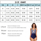 1 x RAW Customer Returns Donpapa Women s Swimsuit Tummy Control Bikini Swimwear Bathing Dress One-Piece with Shaping Effect Push Up Monikini V Neck Triangle Blue White L - RRP €27.37