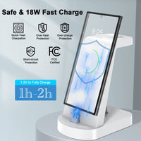 1 x RAW Customer Returns VCVS 3 in 1 Fast Charging Station Compatible with Samsung Charger, 18W Wireless Charging Cable for Galaxy S23 S22 S21 S20 Ultra, Z Flip 5 4 3 Galaxy Watch 6 Classic 6 5 Pro 5 4 3 Active 2 Galaxy Buds - RRP €26.21