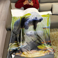 1 x Brand New Violetpos Blanket 150 x 200 cm Flannel Soft Fleece Blanket Cuddly Blankets Soft Bedspread Manatee Fish Animal - RRP €35.99