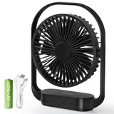 1 x RAW Customer Returns Bigqin USB Fan, Quiet Table Fan 4 Speeds Small Fan, 330 Adjustable, 4000mAh Fan with LED Light for Office Bedroom Camping - Black - RRP €7.16