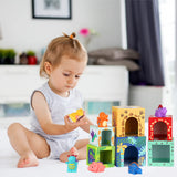 1 x RAW Customer Returns Baby stacking cubes and stacking tower, children s dinosaur Montessori toy from 1 2 3 years, gift, toddlers boy girl - RRP €18.24