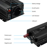 1 x RAW Customer Returns Yinleader Pure Sine Wave Inverter 500W 1000W DC 12V to 230V AC and 1 Socket 2 USB with LED - RRP €50.41