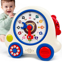 26 x RAW Customer Returns Montessori Learning Clock Toy, Interactive Musical Toy for 18 Months, Baby Toy with Animal, Shape, Color, Electronic Sensory Learning Toy Gift for Babies 2 3 4 Years German - RRP €183.04