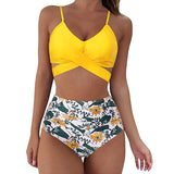 1 x RAW Customer Returns Jarseila Women s Swimwear Two Piece Elegant Swimwear Women Push Up Padded Bikini Bra High Waist Bikini Bottom Beachwear, Yellow, M - RRP €24.0