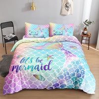 4 x Brand New HOSIMA Duvet Cover Set for Kids Adults,Mermaid Mermaid Printed Duvet Cover Blue Bedding Set with Pillowcase,230x220cm - RRP €76.8