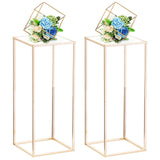 1 x RAW Customer Returns Nuptio Gold Vase for Wedding Centerpieces with Acrylic Plate - 2 Pack 60cm Tall Metal Flower Vases Flower Stands for Party Table Weddings Centerpieces Decoration Geometric Pillar Stands - RRP €49.91