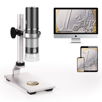 1 x RAW Customer Returns Cainda 4K 3840x2160p WiFi Digital Microscope Camera with Adjustable Metal Stand, Wireless Portable Microscope for iPhone Android Phone and Windows Mac PC - RRP €62.99