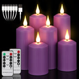 1 x RAW Customer Returns yunsheng Rechargeable LED Candles with 10-Key Remote Control, Outdoor Waterproof Flameless Candles with 6 8H Timer, Roman Pillar Candles in a Set of 6 5.1x10.5 14 16.5cm , Purple, Type-C - RRP €21.02