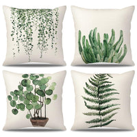 1 x RAW Customer Returns BIHEE Cushion Cover 40 x 40 cm Linen Cushion Covers Set of 4 Green Leaf Decorative Cushion Cover Pillow Case for Sofa Bedroom Garden Outdoor - RRP €19.15