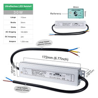 1 x RAW Customer Returns REYLAX LED transformer 24V waterproof 30W 1.25A LED driver direct current power supply IP67 transformer 230V to 24V LED driver constant voltage transformer low voltage switching power supply for outdoor LED strip lamps - RRP €18.4