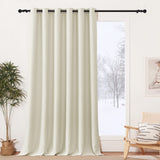 1 x RAW Customer Returns PONY DANCE 1 piece opaque curtain - thermal curtain, cold protection, blackout curtains, living room curtains with eyelets, extra wide curtains, opaque, H 260 x W 200 cm, light beige - RRP €39.77