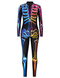 1 x Brand New Idgreatim Women s Halloween Costume 3D Printed Long Sleeve Tight Skeleton Outfit Cosplay Costume - RRP €24.19