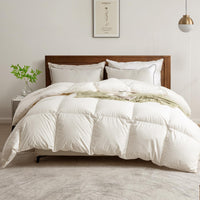 1 x RAW Customer Returns BPC Lightweight Down Duvet 155x220, Summer Duvet 100 Organic Cotton, Soft Feather Down Filling, Oeko-Tex and RDS Certified Quilt, 155x220 cm, Ivory White - RRP €60.41