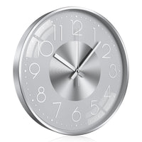 1 x RAW Customer Returns TOKTEKK 12 Wall Clock Silent Non Ticking Modern Wall Clock Battery Operated Living Room Aluminum Round Decorative Wall Clock for Bedroom Kitchen Office - RRP €29.99